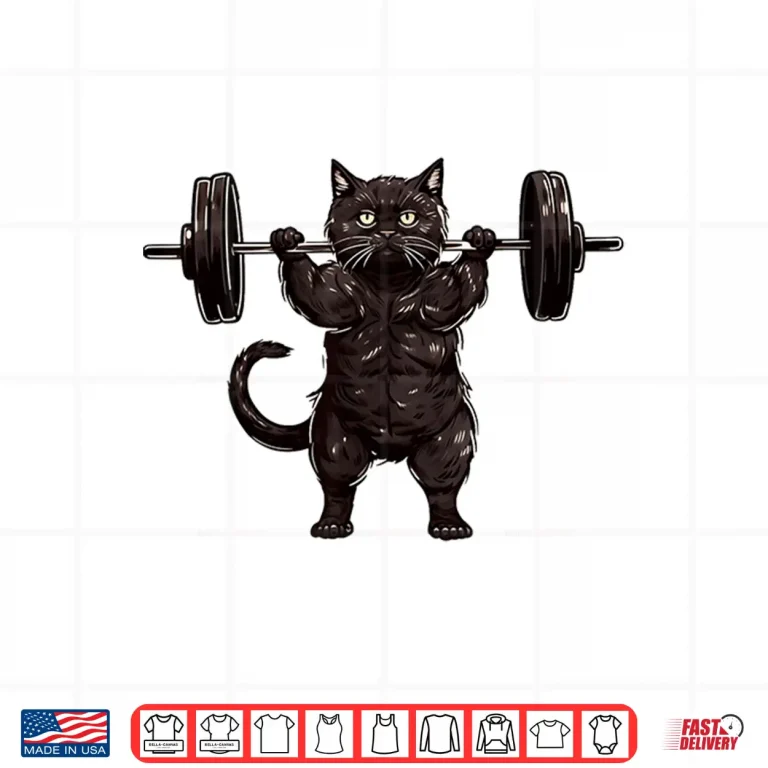 Design Cat Workout Cat Deadlift Powerlifting Kitty Weightlifting Shirt