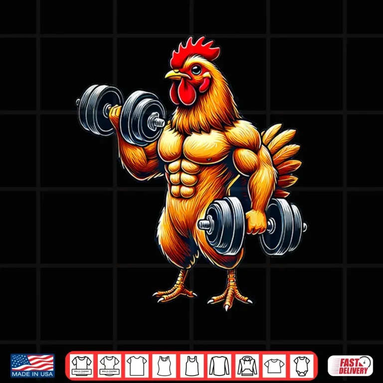 Design Chicken Powerlifting Weightlifting Gym Workout Animal Graphic Shirt