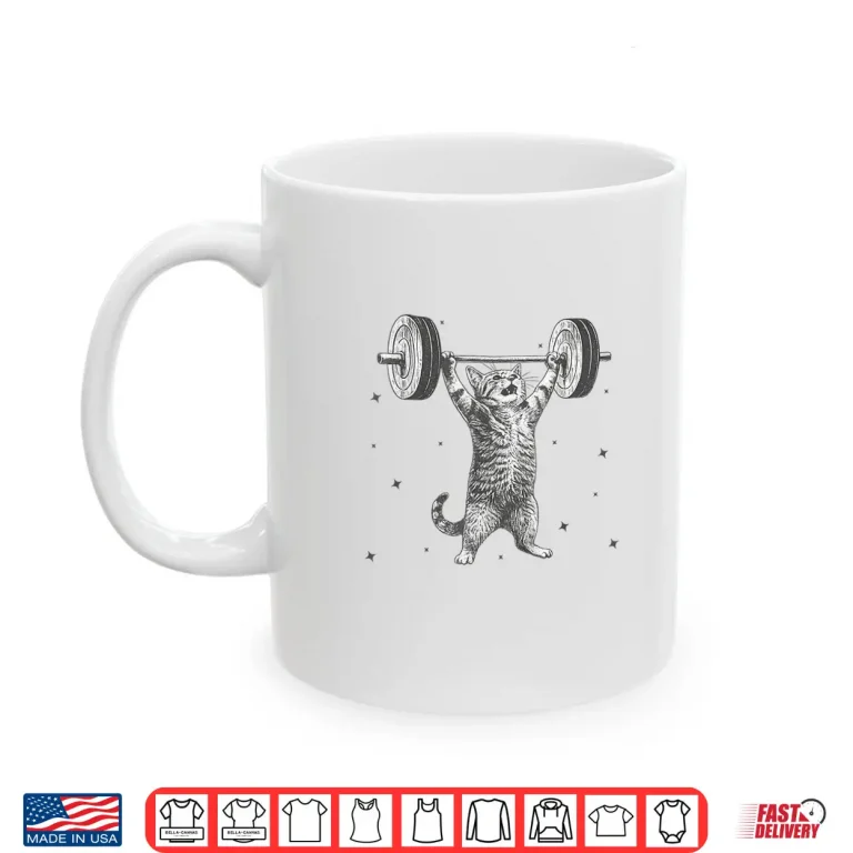 Mug Deadlift Cat Meme Cat Workout Gym Cat Weightlifting Humor Funny Shirt