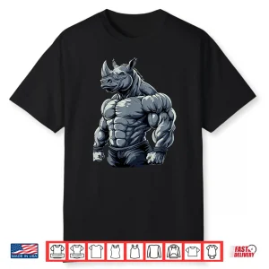 Muscular Rhino Powerlifting Weightlifting Gym Workout Shirt