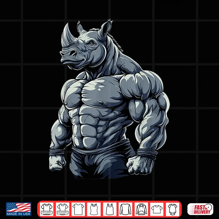 Design Muscular Rhino Powerlifting Weightlifting Gym Workout Shirt
