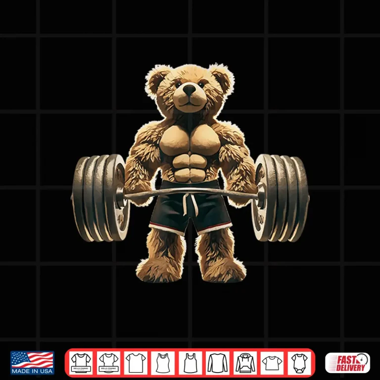 Design Powerlifter Bear Deadlift Powerlifting Weights Gym Humor Funny Shirt