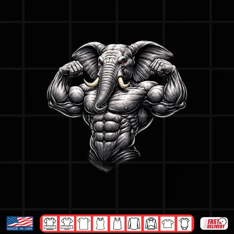Design Muscular Elephant Powerlifting Weightlifting Gym Workout Shirt