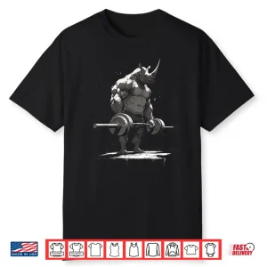 Rhino Weightlifting Powerlifting Beast Gym Gear Workout Shirt