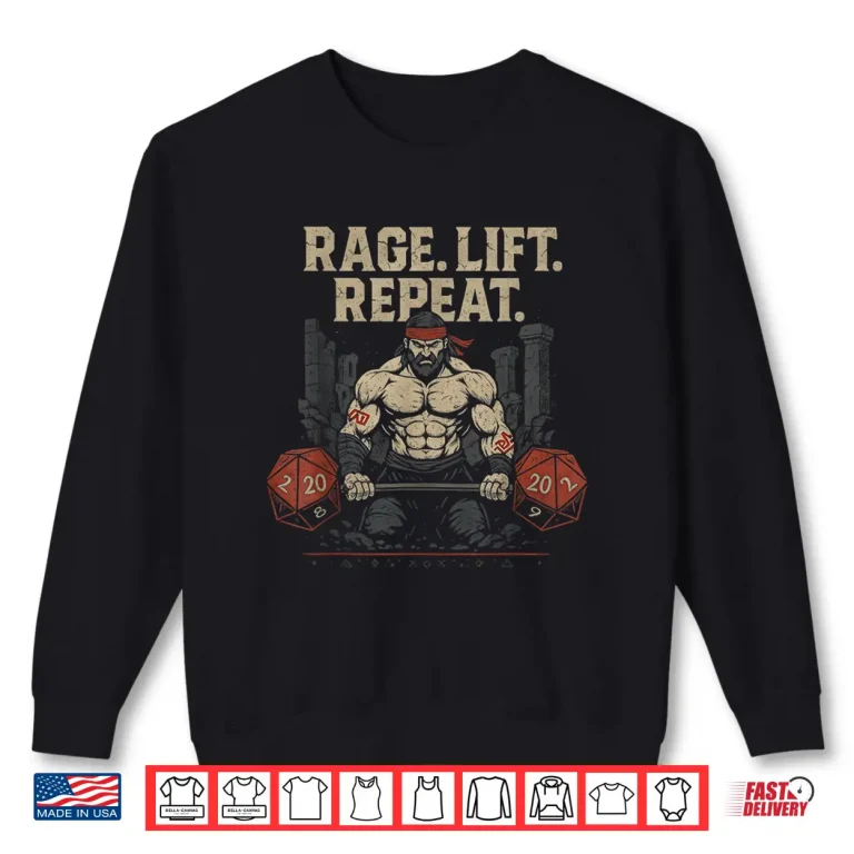 Sweatshirt Barbarian Powerlifting D Twenty Nerd Gym Fitness Training RPG Shirt