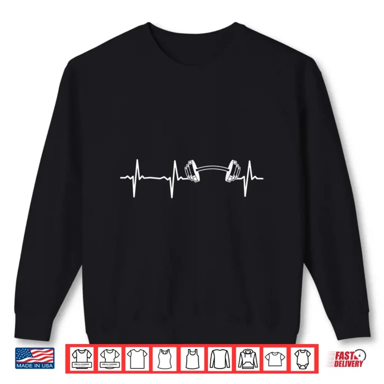 Sweatshirt Bodybuilder Dumbbell Heartbeat Weightlifting Gym Fitness Shirt