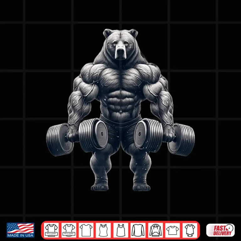 Design Bear Powerlifting Weightlifting Gym Workout Animal Graphic Shirt