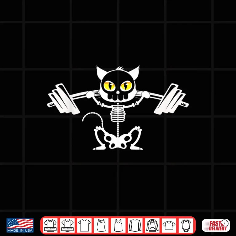 Design Cat Skeleton Deadlift Powerlifting Gothic Graphic Shirt