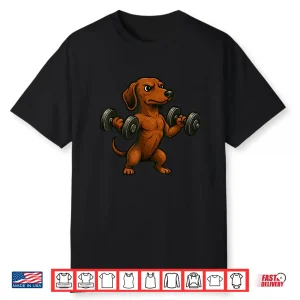 Dachshund Dog Powerlifting Weightlifting Gym Workout Animal Shirt