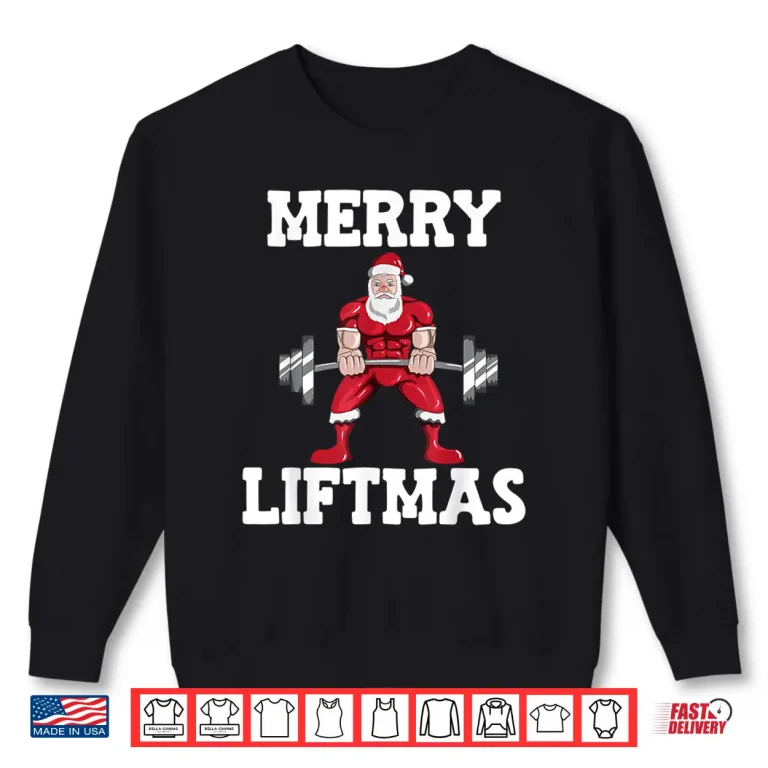 Sweatshirt Christmas Santa Claus With Weight Lifter Powerlifting Holiday Shirt