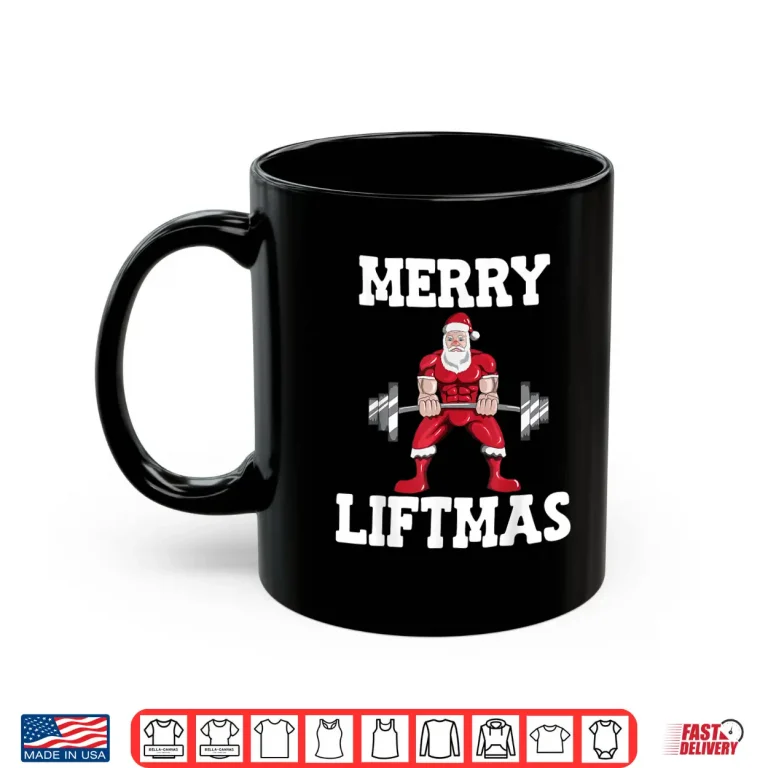 Mug Christmas Santa Claus With Weight Lifter Powerlifting Holiday Shirt
