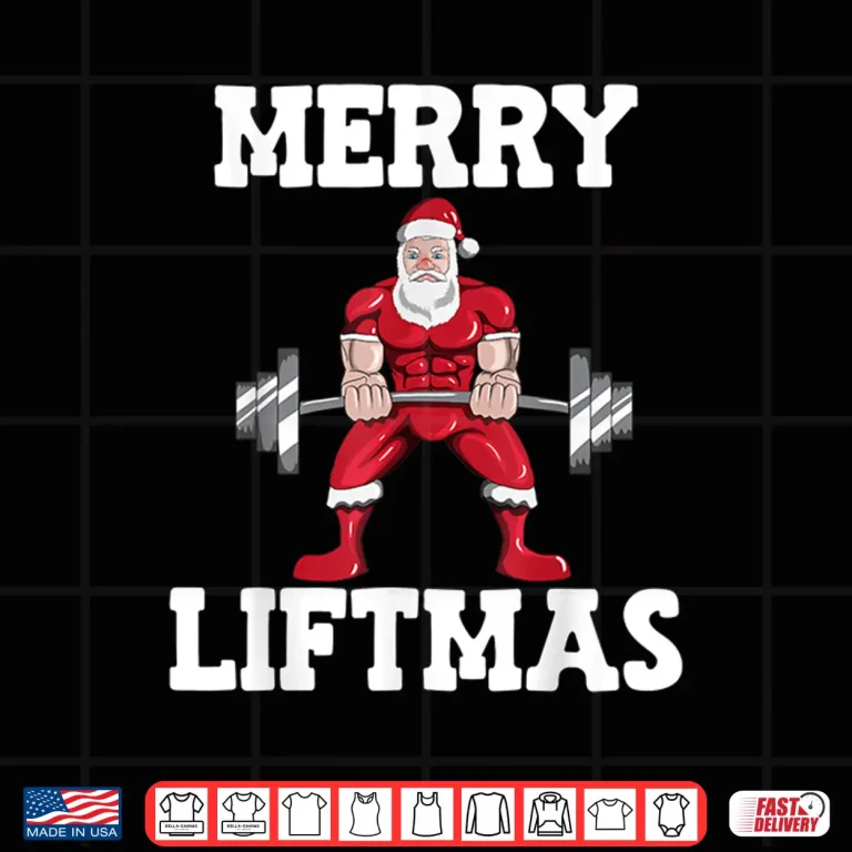 Design Christmas Santa Claus With Weight Lifter Powerlifting Holiday Shirt