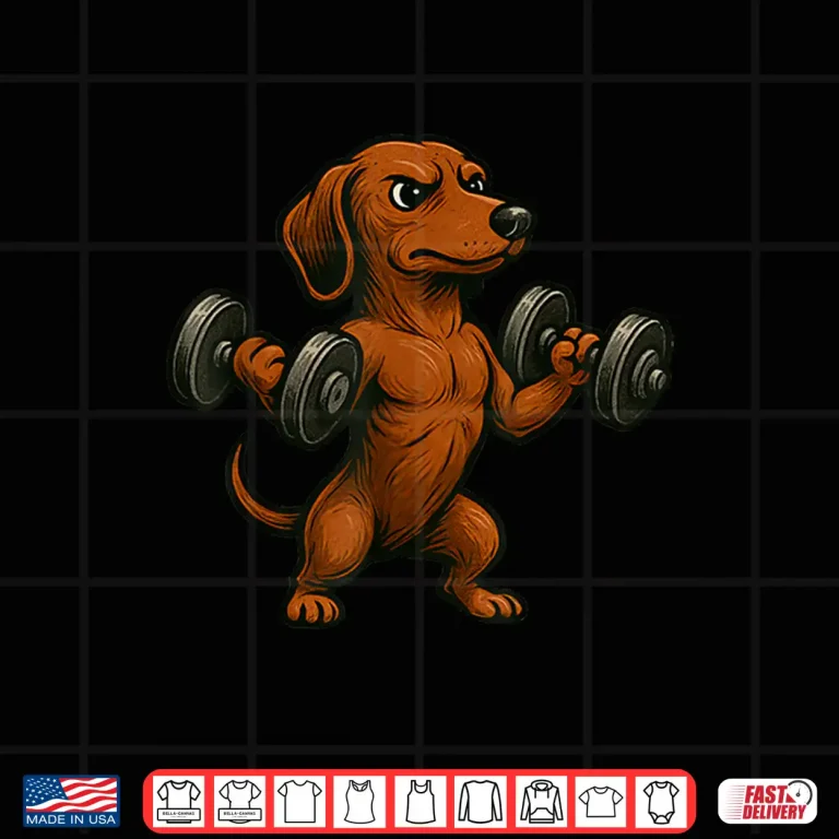 Design Dachshund Dog Powerlifting Weightlifting Gym Workout Animal Shirt