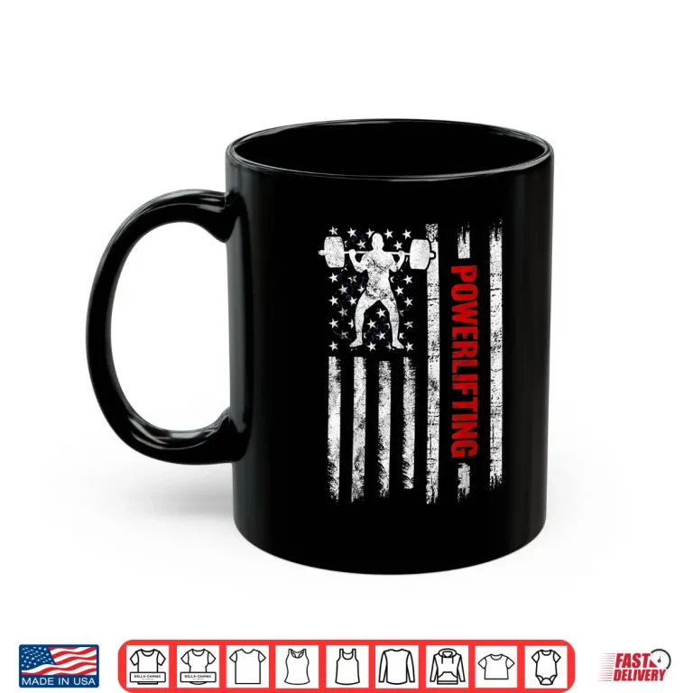 Mug Strongman Gym Workout Powerlifting American Flag Patriotic Shirt
