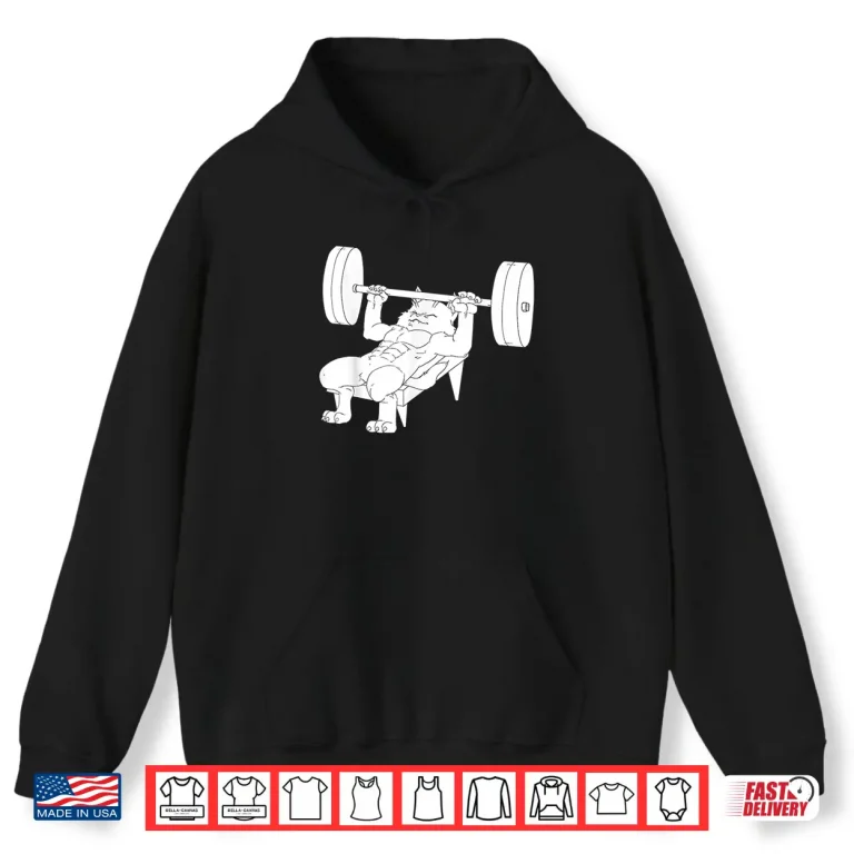 Hoodie Cat Bench Press Powerlifting Animal Graphic Professional Shirt
