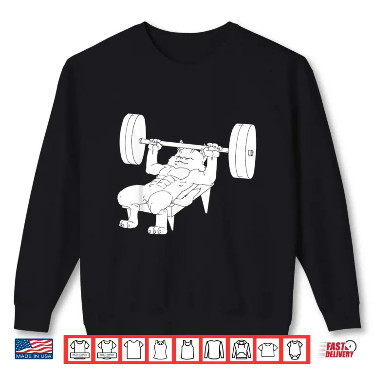 Sweatshirt Cat Bench Press Powerlifting Animal Graphic Professional Shirt