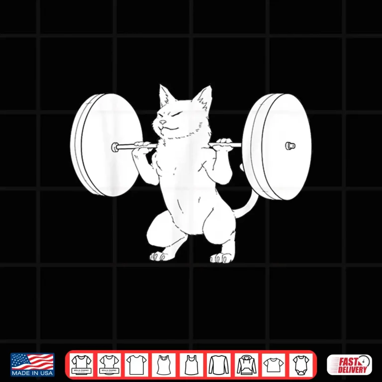 Design Cat Squat Powerlifting Cute Animal Professional Graphic Shirt