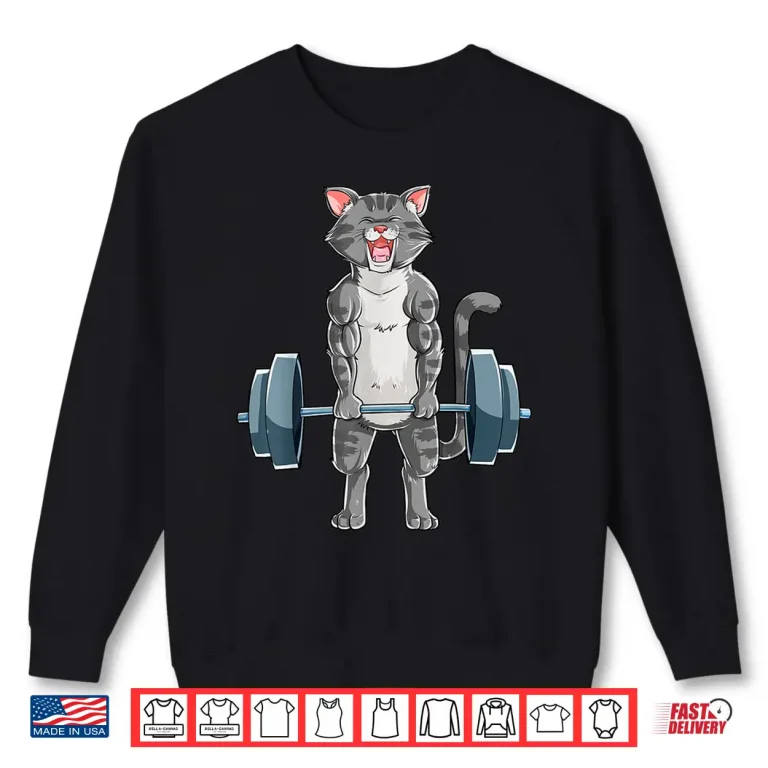 Sweatshirt Cat Weightlifting Powerlifting Deadlift Fitness Gym Workout Shirt