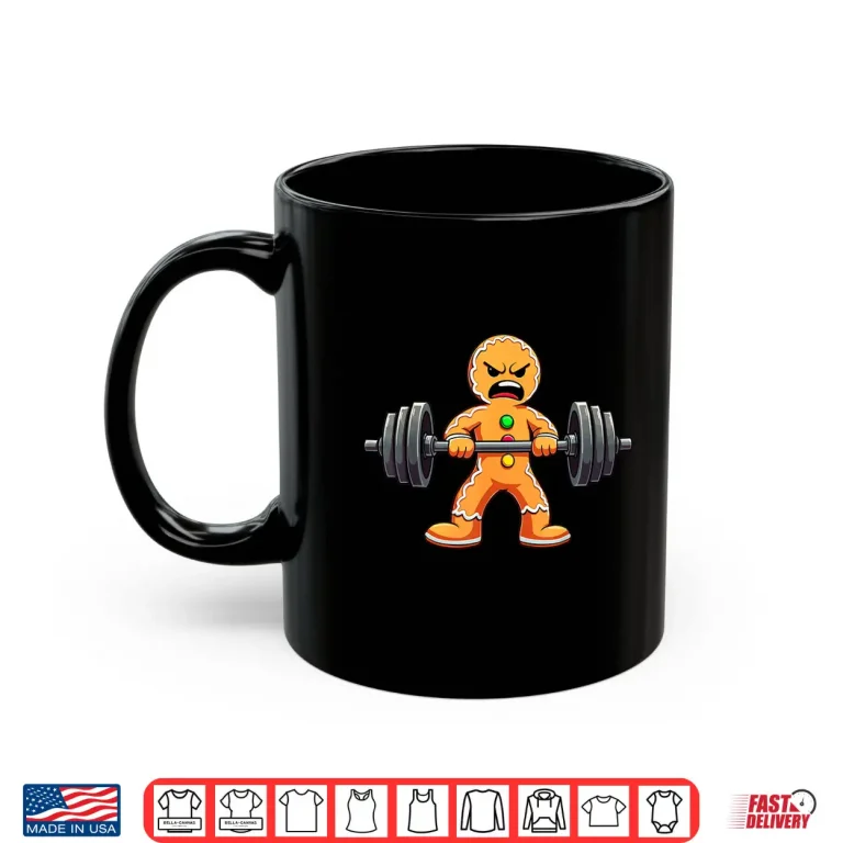Mug Gingerbread Weightlifter Christmas Powerlifting Xmas Gym Festive Shirt