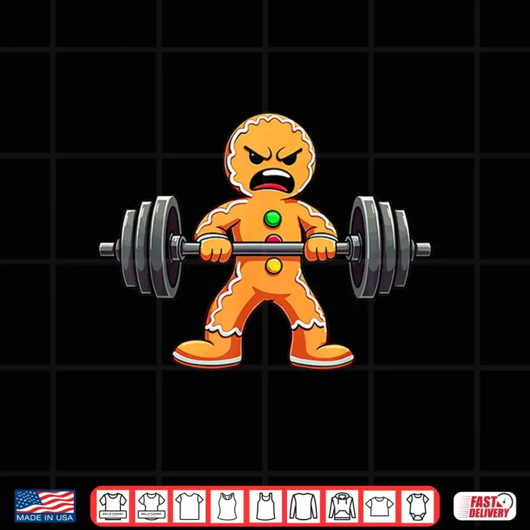 Design Gingerbread Weightlifter Christmas Powerlifting Xmas Gym Festive Shirt