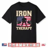 Iron Therapy Gym Deadlift Powerlift Usa American Flag Patriotic Shirt