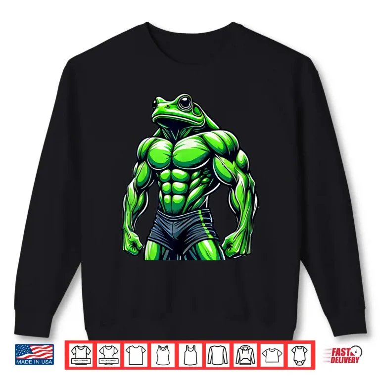 Sweatshirt Muscular Frog Powerlifting Weightlifting Gym Workout Animal Shirt