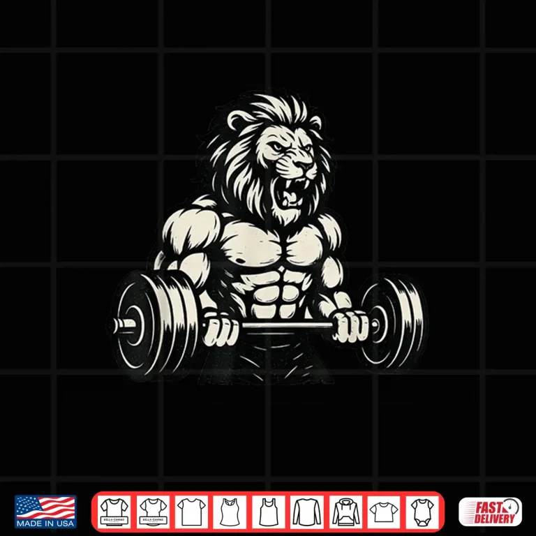Design Lion Powerlifting Weightlifting Gym Workout Animal Graphic Shirt