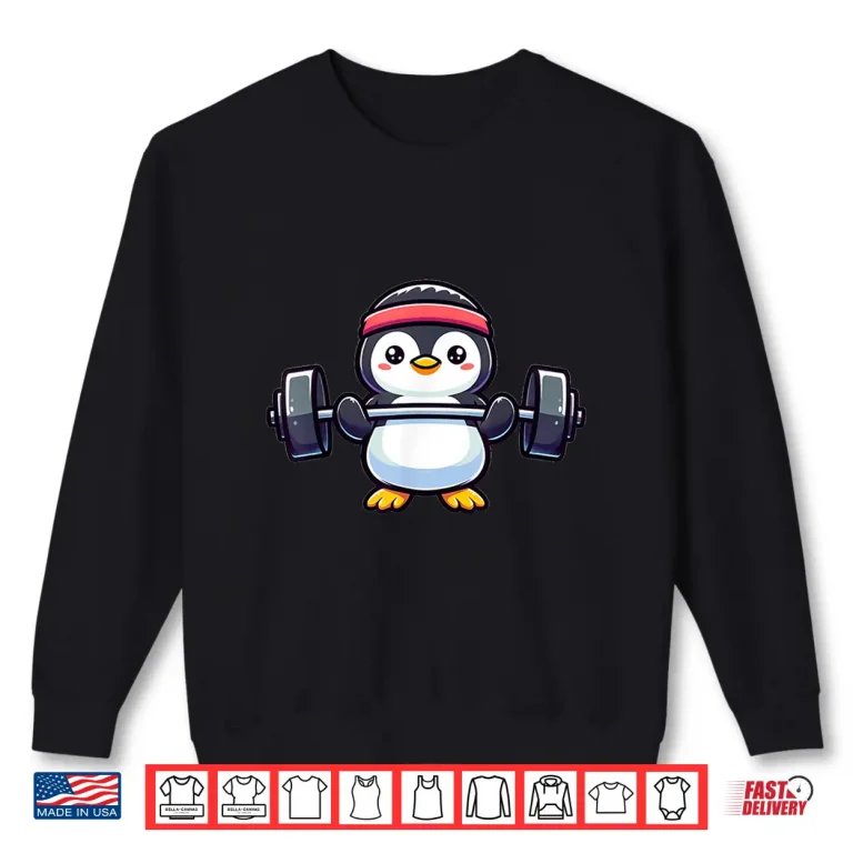 Sweatshirt Penguin Powerlifting Weightlifting Gym Workout Animal Graphic Shirt