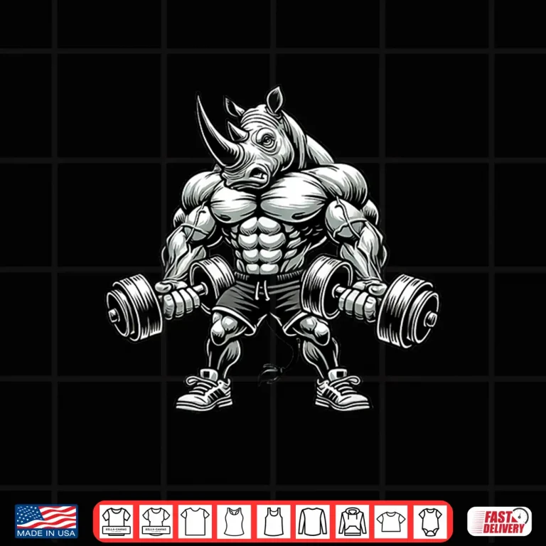 Design Rhino Powerlifting Weightlifting Gym Workout Animal Graphic Shirt