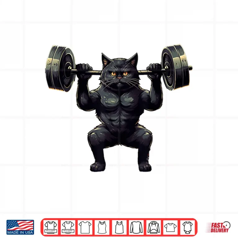 Design Black Cat Powerlifting Weightlifting Gym Workout Animal Shirt