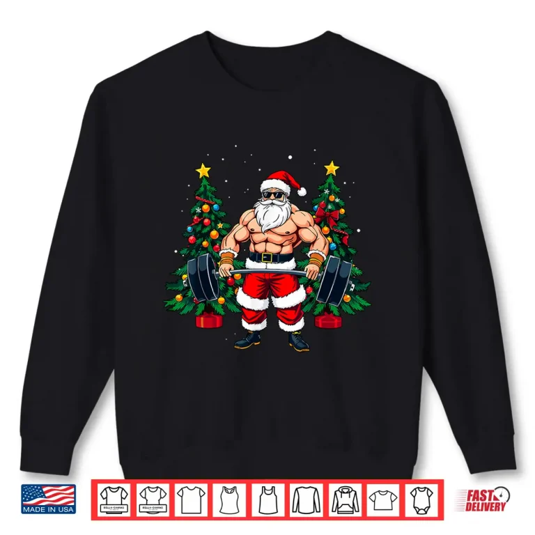 Sweatshirt Muscle Santa Weightlifter Christmas Powerlifting Xmas Gym Shirt
