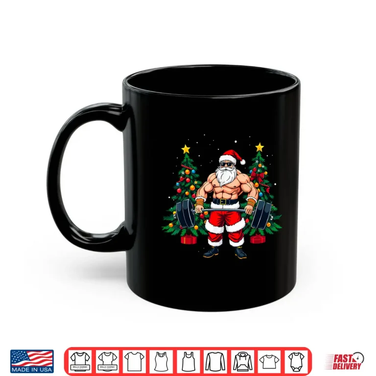 Mug Muscle Santa Weightlifter Christmas Powerlifting Xmas Gym Shirt