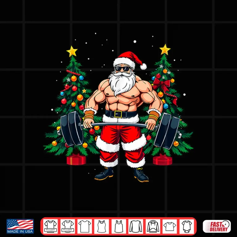 Design Muscle Santa Weightlifter Christmas Powerlifting Xmas Gym Shirt