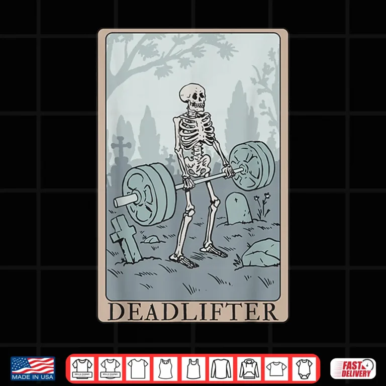 Design Skeleton Tarot Card Deadlifter Bodybuilding Humor Funny Shirt