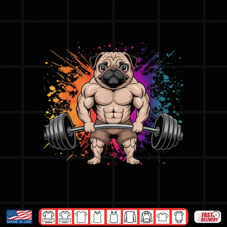 Design Weightlifting Pug Deadlifting Powerlifting Workout Gym Animal Shirt