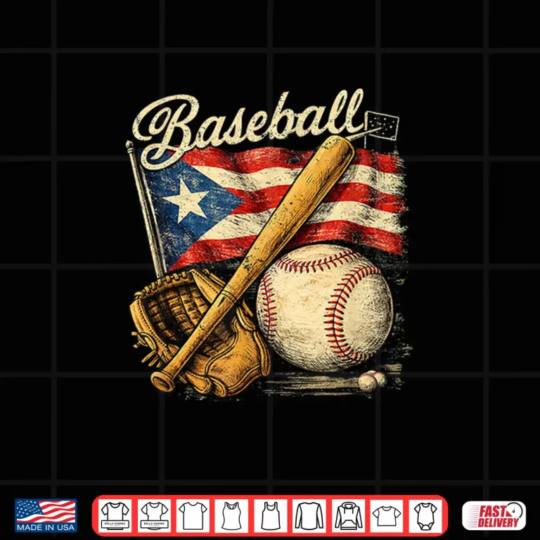 Design Puerto Rico Flag Baseball Player Bat Fan Catcher Pitcher Shirt