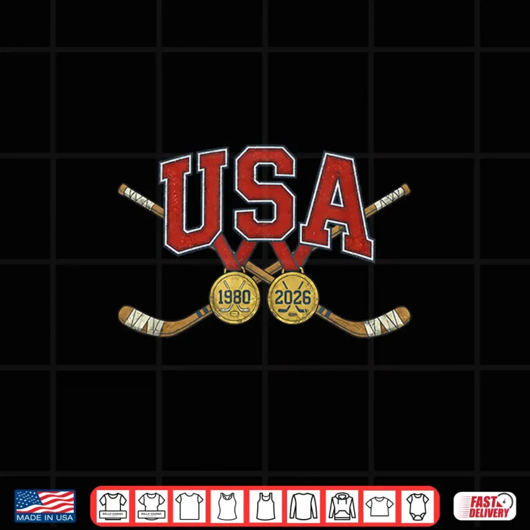 Design Patriotic American Flag Hockey Vintage USA Crossed Sticks Shirt