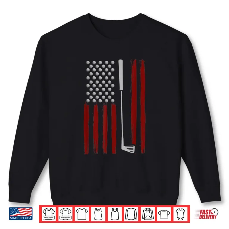 Sweatshirt American Flag Retro Golf Professional Gift Humor Funny Shirt