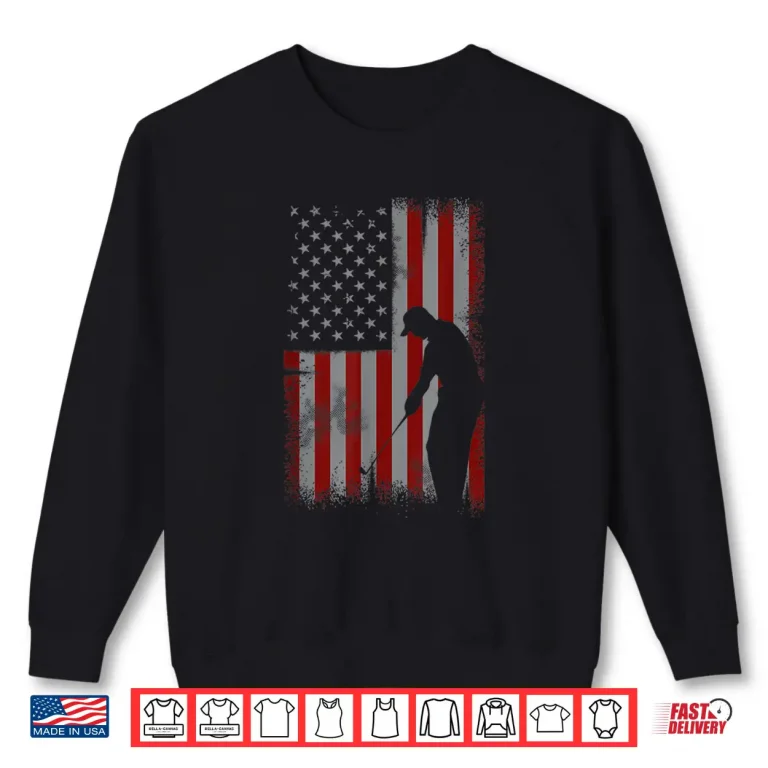 Sweatshirt American Flag Retro Golf Professional Club Gift Humor Funny Shirt