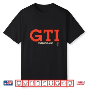 Gti Retro Text Volkswagen Golf Automotive Aesthetic Shirt