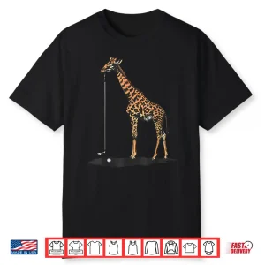 Giraffe Playing Golf Golfer Professional Vintage Graphic Shirt
