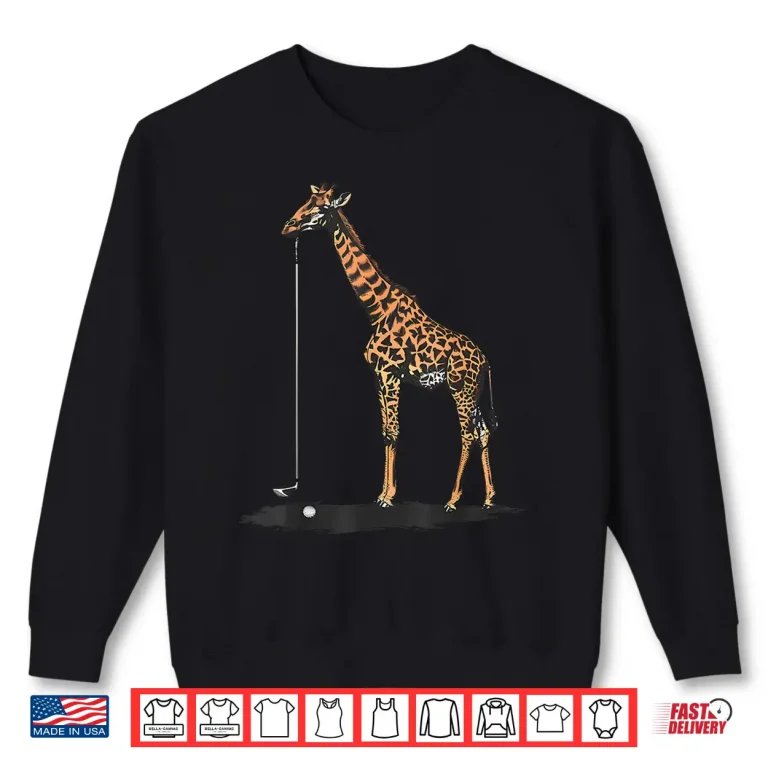 Sweatshirt Giraffe Playing Golf Golfer Professional Vintage Graphic Shirt
