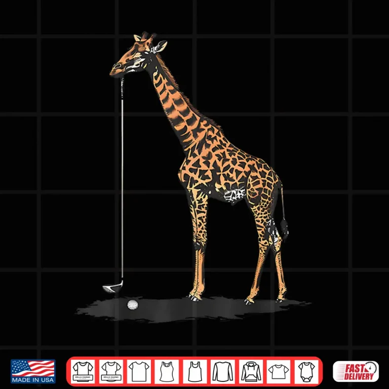 Design Giraffe Playing Golf Golfer Professional Vintage Graphic Shirt