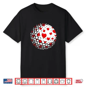Hearts Lover Matching Sports Golf Valentines Day Humor Funny Shirt