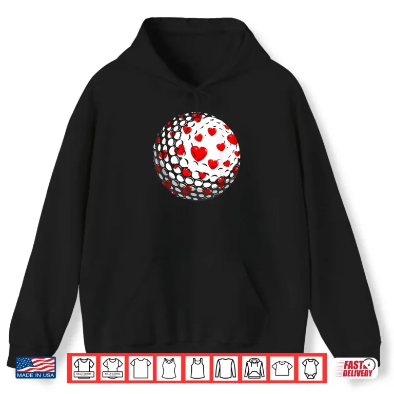 Hoodie Hearts Lover Matching Sports Golf Valentines Day Humor Funny Shirt