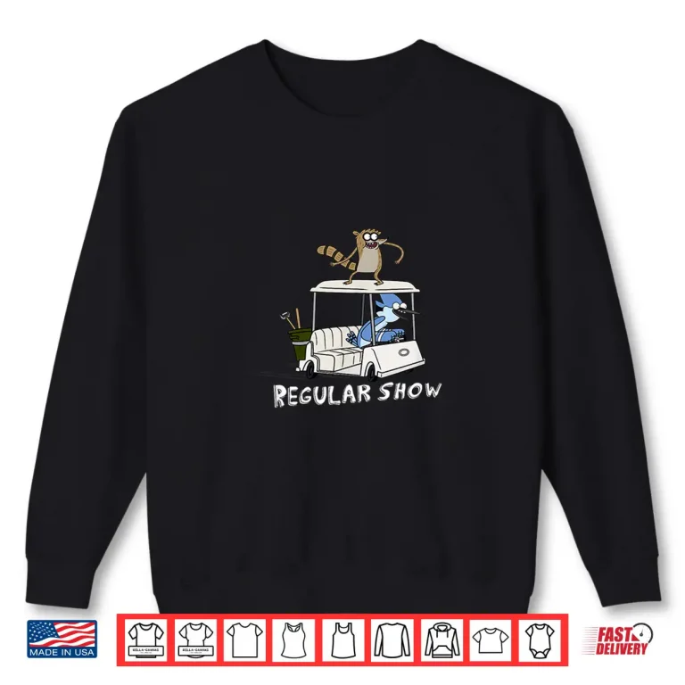 Sweatshirt Mordecai And Rigby Cart Golf Regular Show Character Graphic Shirt