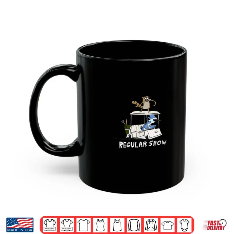 Mug Mordecai And Rigby Cart Golf Regular Show Character Graphic Shirt