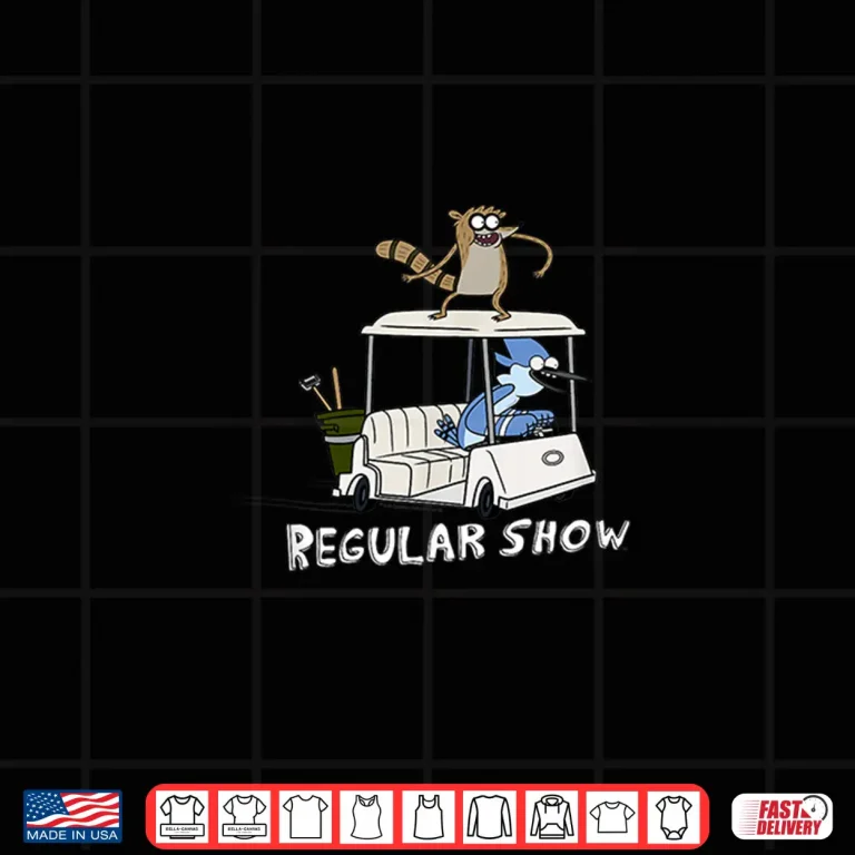 Design Mordecai And Rigby Cart Golf Regular Show Character Graphic Shirt
