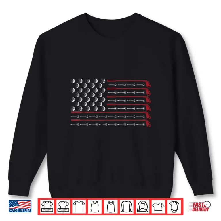 Sweatshirt Patriotic American USA Flag Golf Club Professional Gift Shirt