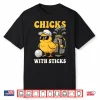 Cute Chick Cartoon Golf Chicks With Sticks Humor Funny Shirt